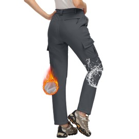 MAGCOMSEN Hiking Pants Women Outdoor Ski Snow Pants Waterproof Insulated Warm Fleece Lined Winter Pants Dark Grey, S