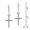AeraVida Grid Pattern Cross Dangling Sterling Silver Hoop Earrings |