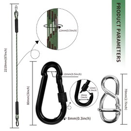 Heavy Duty Tree Swing Ropes Hammock, Adjustable Extendable Hanging Straps, Carabiners 1000lbs for All Swings Hammock Playground Set Accessories 7.25ft(87") of 2, Green