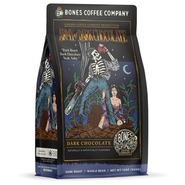 Bones Coffee Company Army of the Dark Chocolate Flavored Coffee, Medium Roast Low Acid Arabica Beans Compatible with Auto drip and French Press Coffee Maker, 12 Oz Whole Bean