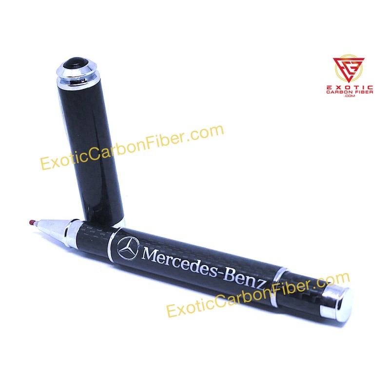 Exotic Carbon Fiber Mercedes Silver Text and Logo Carbon Fiber