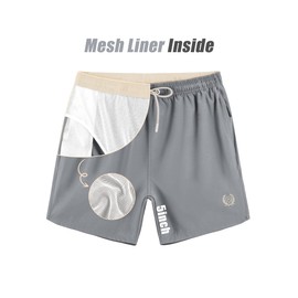 APTRO Mens Swim Shorts Quick-Dry Mesh Lining Summer Beach Shorts 4-Way Stretch Swim Trunks with Zipper Pockets Grey M