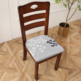 ZHILING Stretch Chair Seat Covers for Dining Room Set of 6, Elastic Dining Chair Seat Protector Cover Removable Washable Chair Slipcovers with Ties