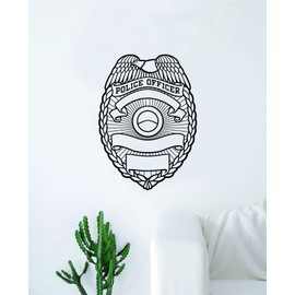 Police Officer Badge Wall Decal Sticker Vinyl Art Bedroom Living Room Decor Decoration Teen Quote Inspirational Boy Girl Motivational Cop Sheriff