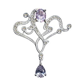 51078 Necklace Pendant/Real Silver 925 with Zirconia / Art Nouveau Design / Stone Colour: Clear White Lavender, Sterling silver 925, zirconia stones, Zirconia crystal rhinestone