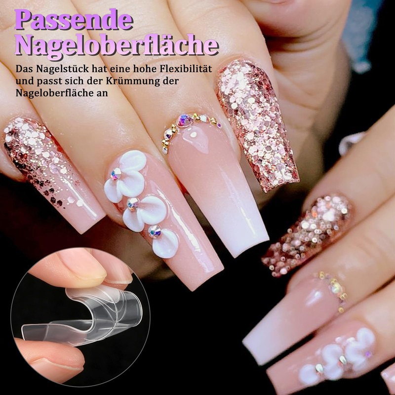 Kiiwah Pack of 120 Dual Shape Nails, Polygel Tips with