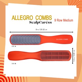 Allegro Combs ScalpCaress Hair Brushes For Women Mens Brush Children Detangler Brush For Curly Hair Curly Hair Brush Slick Back Hair Brush (Red, Medium)