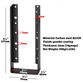 GBGS 4 Pack 4x10 Concealed Joist Hanger,Inner Width:3-1/2"(89mm),14 Gauge Steel Hidden Flange Mount Joist Bracket