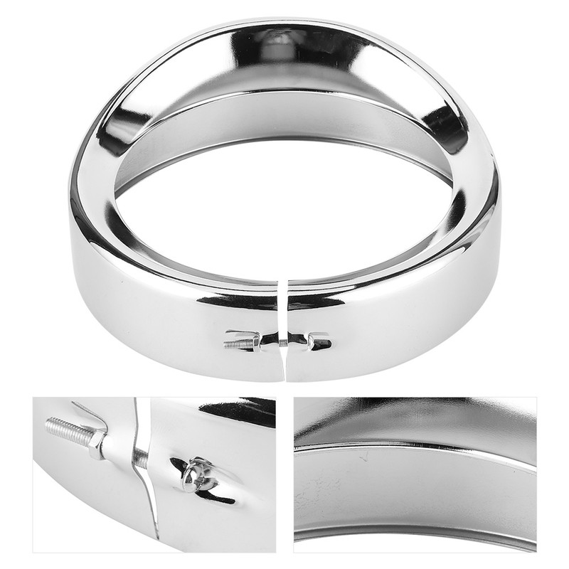 7in Silver Headlight Trim Ring Motorcycle Light for Touring Road