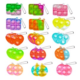 30 Pieces of Fidget Toys, Mini Keychain Pendant Pop It, Anxiety Relief Toy Party Bag Fillers, Fingertip Toy, Gift Bag Filling, Small Prize, Children's Classroom Party Gift