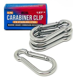 Stainless Steel Carabiner Clip, 4 Pack, 316 Marine Grade, Heavy Duty Spring Snap Hooks, Mini and Large Sizes, 2" to 4" Options, 1.57" Small Clips