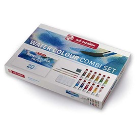 Talens Art Creation Einsteiger-Set Aquarellmalerei mit 12 Farben (12-ml-Tuben), Pinsel, Palette, Papier, Bleistift & Radiergummi