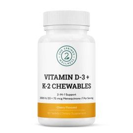2nd Springs Vitamin D3 + K2 Chewables - 2000 IU Cherry Flavored Tablets