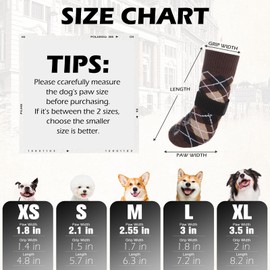 EXPAWLORER Dog Socks Non-Slip Leak Protection from Paws, Double-Sided Non-Slip Paw Protector for Hardwood Floors, Dog Socks Injury for All Dogs, British Style, Brown XL