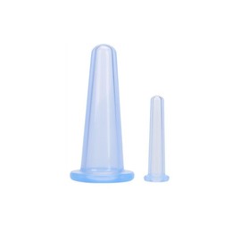Juroicessry 4 Pieces Blue Facial Cupping Therapy Set Anti Cellulite Silicone Vacuum Cupping Cups for Face and Eye Cupping Massage (2 Small + 2 Large)，Massage Tools，Health Care Products