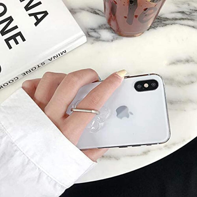 hold-181 Smartphone Ring Clear Transparent Simple Stand Holder Ring Rhinestone