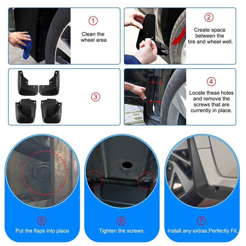 BDFHYK Mud Flaps Splash Guards 4PCS Front & Rear Side