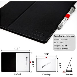 iNenya Portable Small White Board, 12" x 9" Magnetic Dry Erase Board with Stand, Desk Whiteboard for Kids Drawing, Comes with 1 Marker with Eraser for Clear, (Black)