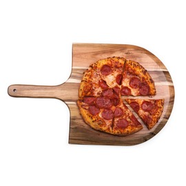 PICNIC TIME Acacia Wood Pizza Spatula Peel, Serving Pizza Paddle with Tapered Handle for Comfort and Steady Grip, Bread Peel and Oven Accessories, Flat Paddle with Beveled Edge (Acacia Wood)