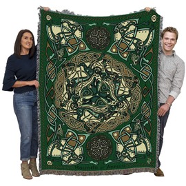 Pure Country Weavers Celtic Hounds Blanket by Jen Delyth - Gift Tapestry Throw Woven from Cotton - Made in The USA (72x54)