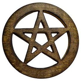 AzureGreen Pentagram Altar Tile 4" (Brown) (Brown) (Black) (Brown)