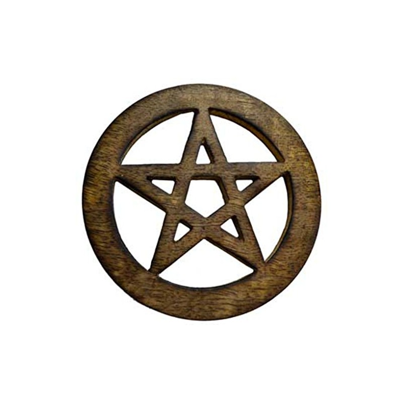 AzureGreen Pentagram Altar Tile 4" (Brown) (Brown) (Black) (Brown)