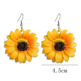 Sunflower Earrings for Women Flower Cute Yellow Plastic Floral Summer Jewelry Gift (Sunflower)