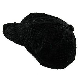 RW Ladies Summer Crochet Newsboy Hats (Black)