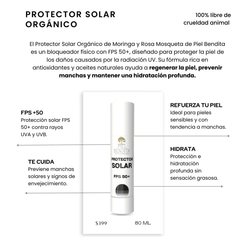 Bloqueador Fps 50 Mineral Orgánico Natural Y Antioxidante