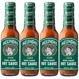 Melinda’s Original Habanero Hot Sauce - Gourmet Habanero Sauce - Made with Fresh Peppers, Carrots, Onion, Vinegar & Garlic - Keto, Vegan, Gluten Free - 5oz, 4 Pack