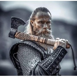 22-Inch Hand-Forged Viking Axe with Sheath, Hatchet with Sheath, Axe for Men, Survival Axe, Viking Bearded Camping Axe, Best Gift Axe