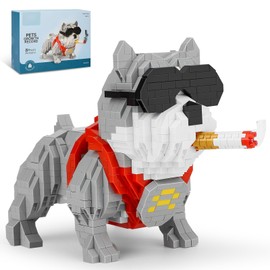 QLT Cute Animal Bully Pitbull Micro Mini Building Blocks Kit, Mini Dog Micro Bricks Building Toys for Adults, Boys Girls, Party Favors for Kids 8-14, Christmas Birthday Gift, Carnival Prizes (998 PCS)