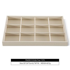 Dansmiy Linen 12 Grid Stackable Bangle Storage Tray, Bracelet Watch Display Tray, Jewelry Shop Counter Showcase Table Top Organizers, Makeup Table Drawer Insert Jewelry Tray