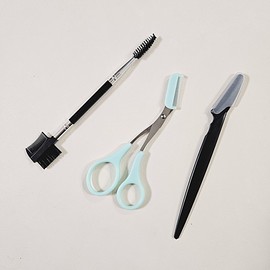Eyebrow Grooming Brush, Scissors, and Razor Set 3-Piece Set 3ea