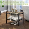 BMOSU 2-Tier Bamboo Small Shoe Rack Premium Stackable Shoe Shelf