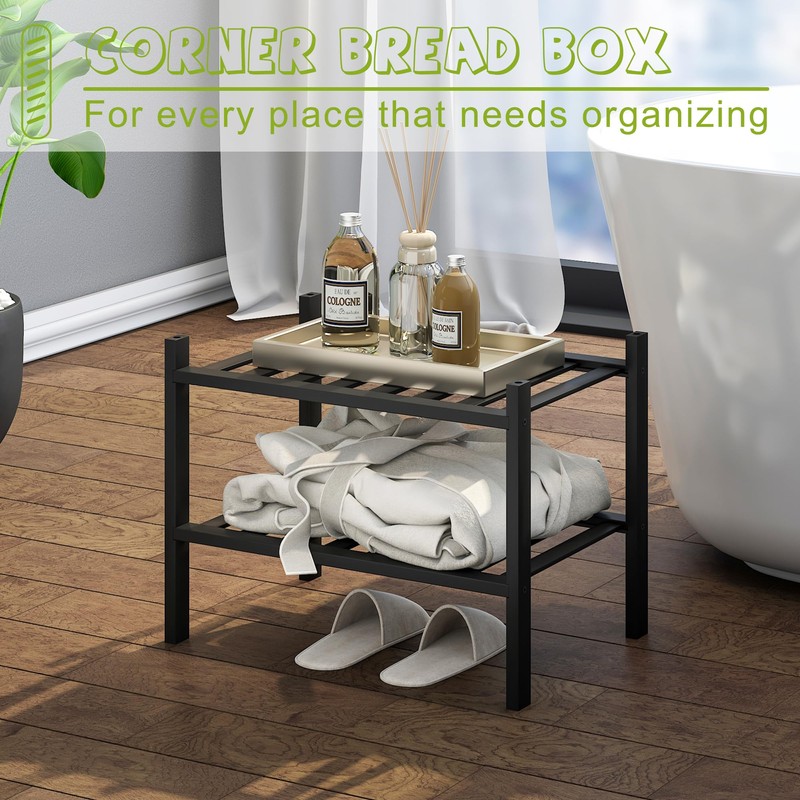 BMOSU 2-Tier Bamboo Small Shoe Rack Premium Stackable Shoe Shelf