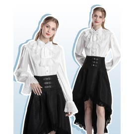 FCCAM Steampunk Women's Knee-Length Gothic Skirt Goth Skirt Festival Skirt Pirate Skirt Medieval Skirt, Black 964b