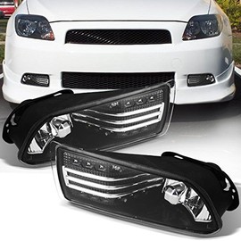 For 2005-2010 Scion tC ANT10 Black Housing LED Strip Design Drving Fog Light W/Switch + Wiring