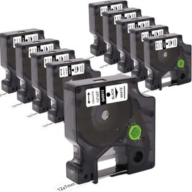 Molabel 10x Label Tape Compatible for Dymo D1 45013 S0720530 (12 mm x 7 m) Label Tape Blackon White Tape Work with Dymo Label Manager 160 200 210D280 360D 420P 450D