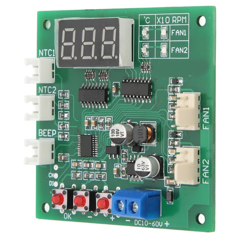 DC10‑60V 2 Channel 4 Wire Fan PWM Temperature Speed Controller
