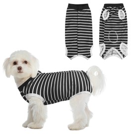 Dog Recovery Suit Post Surgery Bodysuit, Soft Breathable Surgical Pet Suit, E-Collar Alternative for Spay Neuter Wound Care, Anti-Lick Onesie for Small Medium Dogs (Black, M)