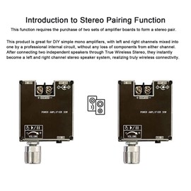 Mono Bluetooth Amplifier Board, DC 9-24V, BT, USB and AUX Inputs, Stereo AMP Board for DIY Speakers, Support MP3, WMA and WAV, FLAC, APE Lossless Formats