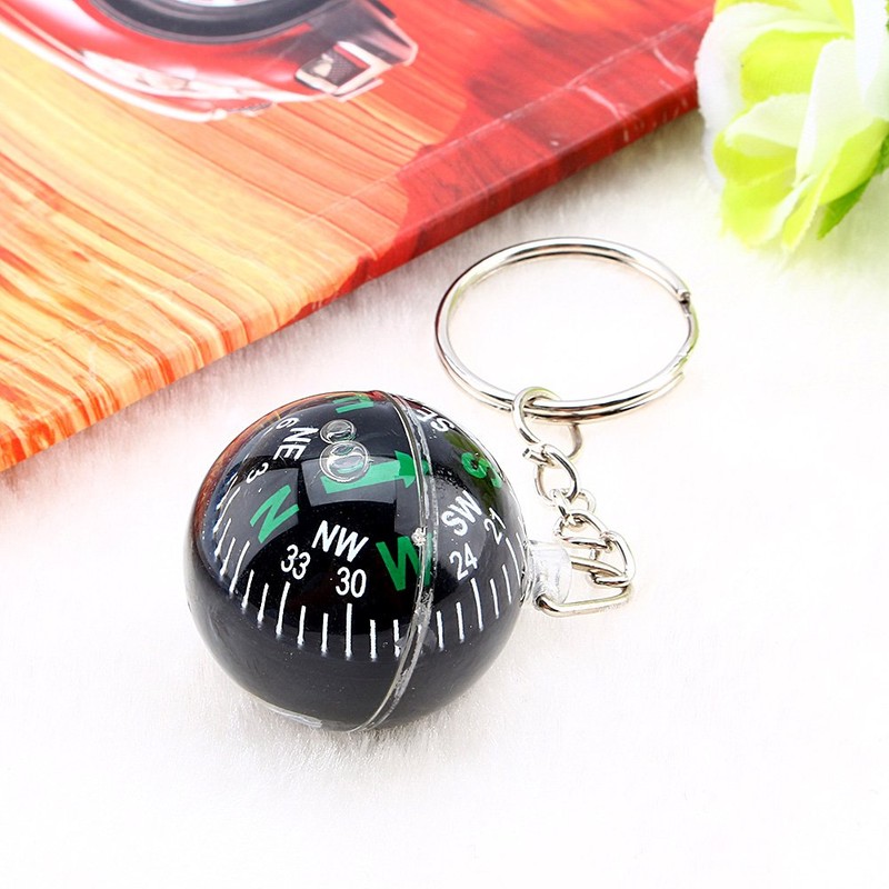 Keyring Compass, Floating Dial Liquid Filled Ball Keyring Compass for