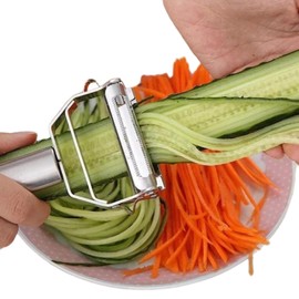 LUXIS DESIGNS Professional Stainless Steel Triangular Peeler - Lancashire Peeler Perfect for Peeling Vegetables Double-Sided Blade Vegetable Julienne Cutter and Fruit Slicer, Dual Blade Multifunction