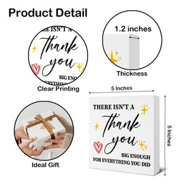 Thank You Gifts for Men Women Home Office Desk Sign - Appreciation Gifts for Coworkers Friends Employee Wooden Sign Home Office Shelf Table Desk Decor - 5 X 5 Inches