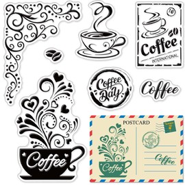 craspire Coffee Clear Stamps Coffee and Coffee Cups Transparent Silic1 Stamp Rubber Stamp for Scrapbooking Birthday Photo Album Thanksgiving Card Making 4.3 x 6.3 x 0.1 Inches