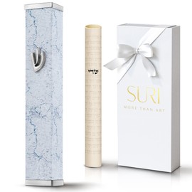 SURI Mezuzah for Door with Non Kosher Scroll | Nirosta Self-Stick Case Kit | Modern Jewish Mezuzah with Adhesive for Easy Install | Available in 3.8" & 5.5" Sizes | Israel Judaica Gift