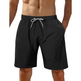 iCKER Men's Shorts, Swimming Trunks, Beach Shorts, Board Shorts, Quick-Drying for Summer, Black-s3