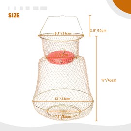 DUPDMKIN Fish Basket 33cm Fish Basket for Caught Fish Floatable Fish Basket 1 Pack Fishing Basket Galvanized Wire Floating Fish Basket for Outdoor Fishing