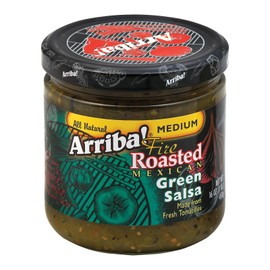 Arriba! Medium Green Salsa, 16-Ounce Glass (Pack of 6)